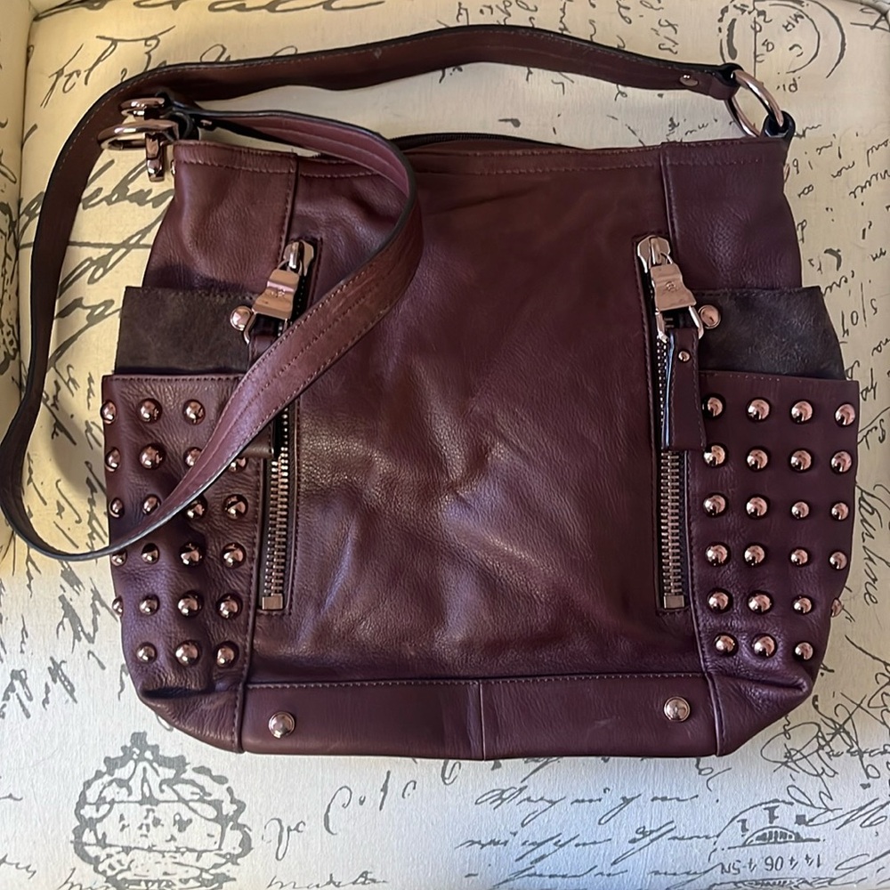 B Makowskey Leather studded Crossbody